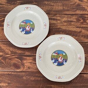 Vintage Plain & Fancy Plate Set